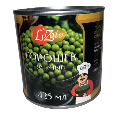 Горошек ЛОЗАТО 425мл/400гр ж/б с кл ГОСТ 34112-2017