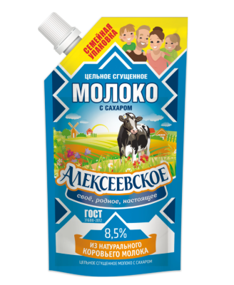 Молоко Сгущеное Цельное 8,5% Алексеевское АМКК 650г Дой-Пак БЗМЖ
