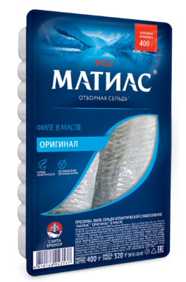 Сельдь филе ОТБОРНАЯ Атлантическая в масле МАТИАС 400г/320г